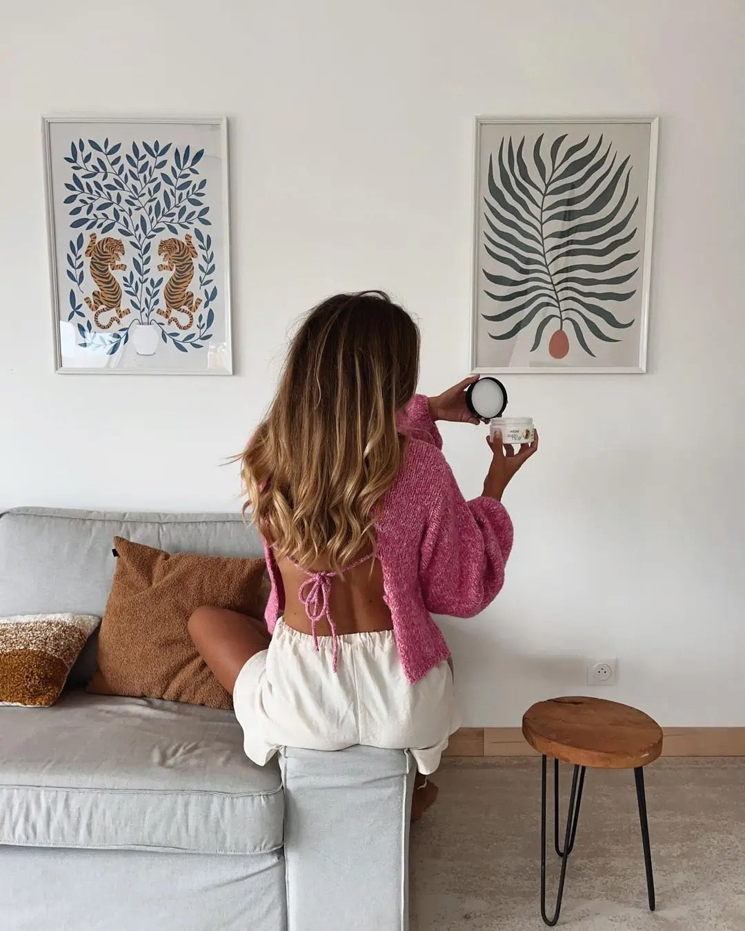 Open back tie pink sweater - Mad Fiction Label