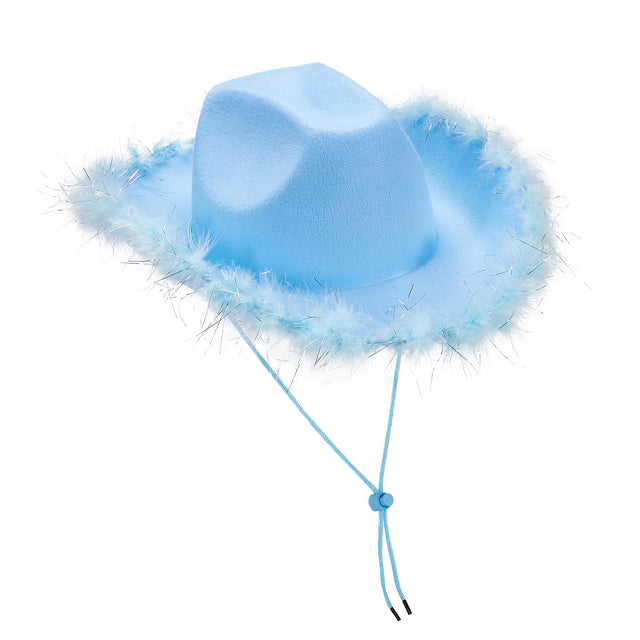 Festival barbie cowboy hat with feathers – Mad Fiction Label display picture 2