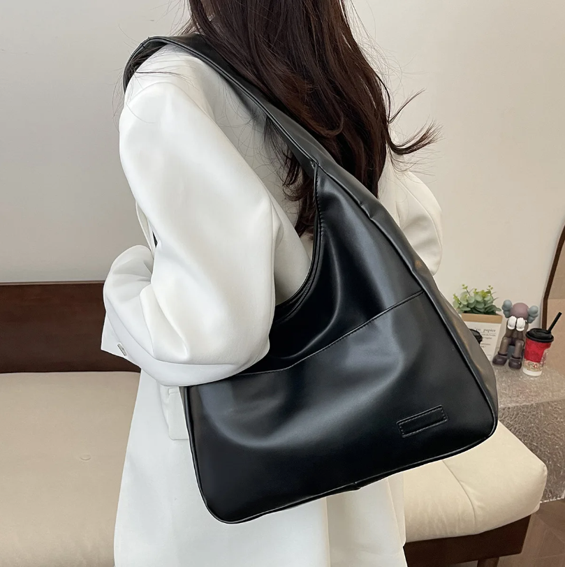 Faux leather shoulder bag