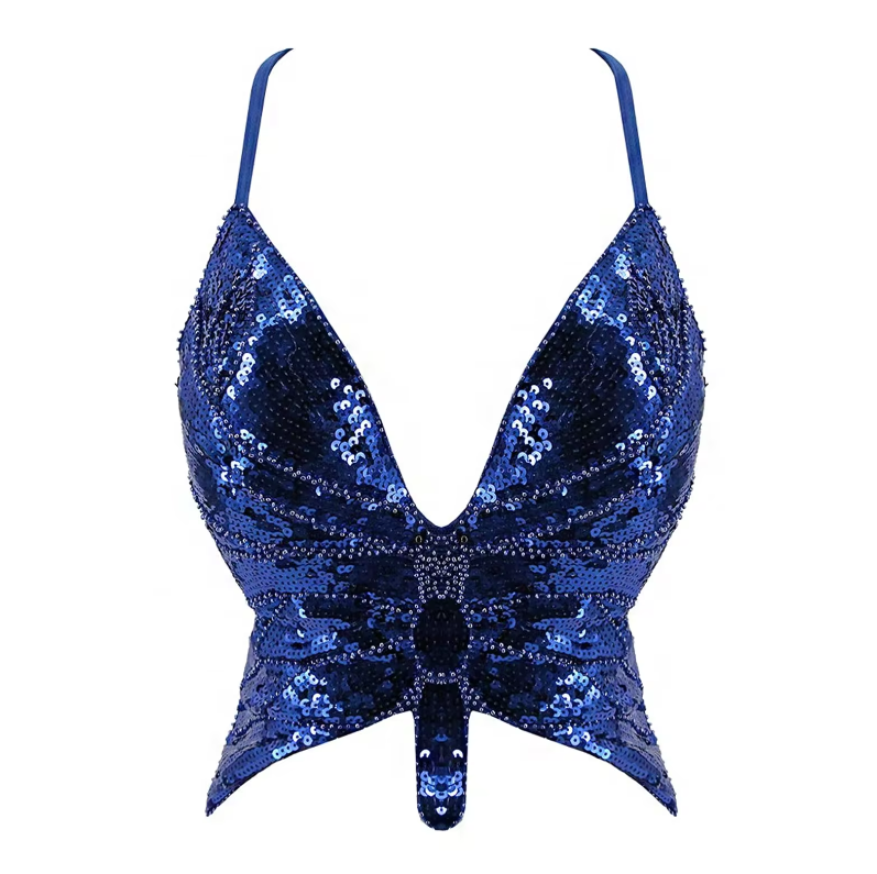 Butterfly sequin festival top