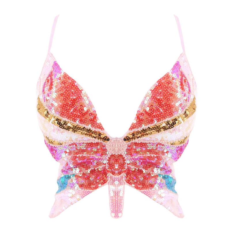 Butterfly sequin festival top