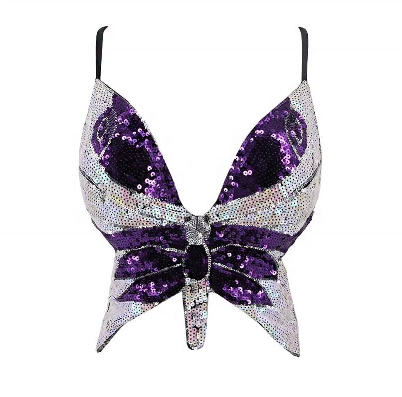 Butterfly sequin festival top