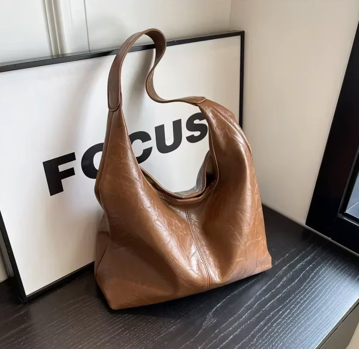 Faux leather hobo tote