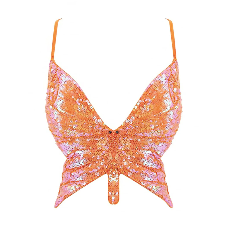 Butterfly sequin festival top