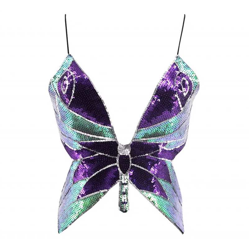 Butterfly sequin festival top