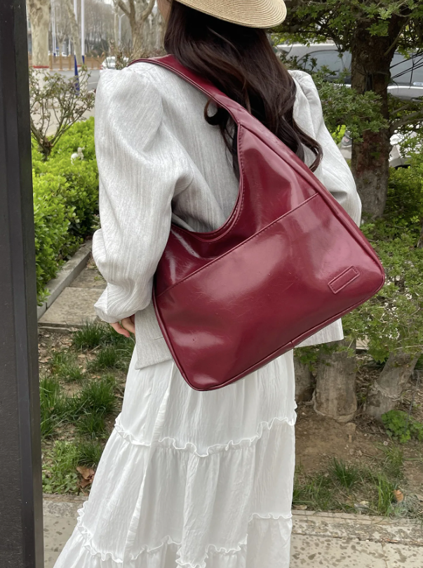 Faux leather shoulder bag