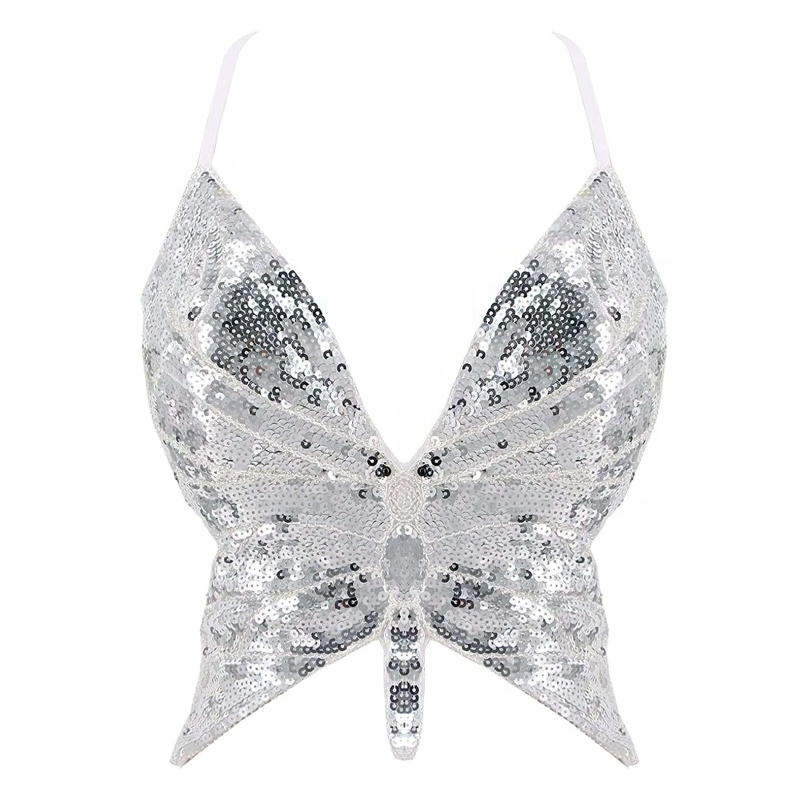 Butterfly sequin festival top