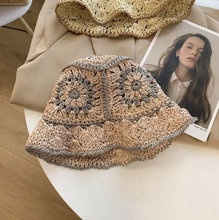 Handmade crochet straw bucket hat - Mad Fiction Label